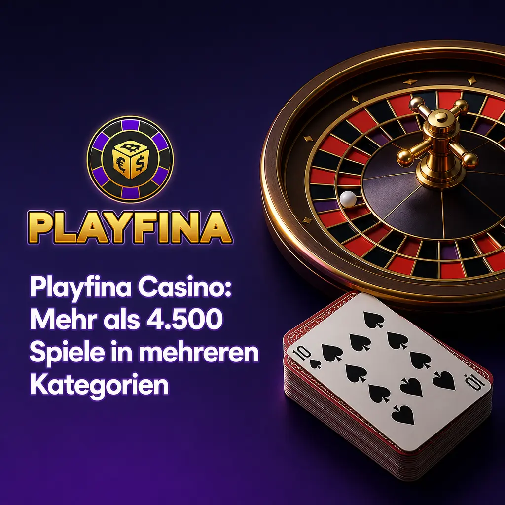 Playfina Casino bietet über 4.500 Spiele: Slots, Crash Games, Tischspiele, Instant Games, Jackpot-Spiele und Videopoker im Browser.